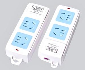 蓝白两位十孔带灯插座 SX-A02