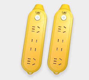 黄色四位14孔带开关灯插座 H14K