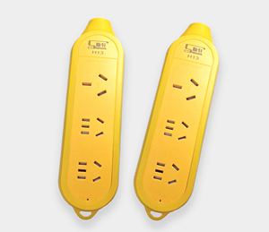 黄色三位13孔带灯插座 H13